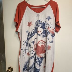 Women's Red and White Graphic Sleep Shirt